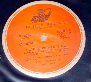 Joaquin Sabina - La Del Pirata Cojo * Mexico 1992* Used 7" Vinyl