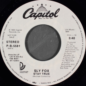 Sly Fox - Stay True * Used 7" Vinyl