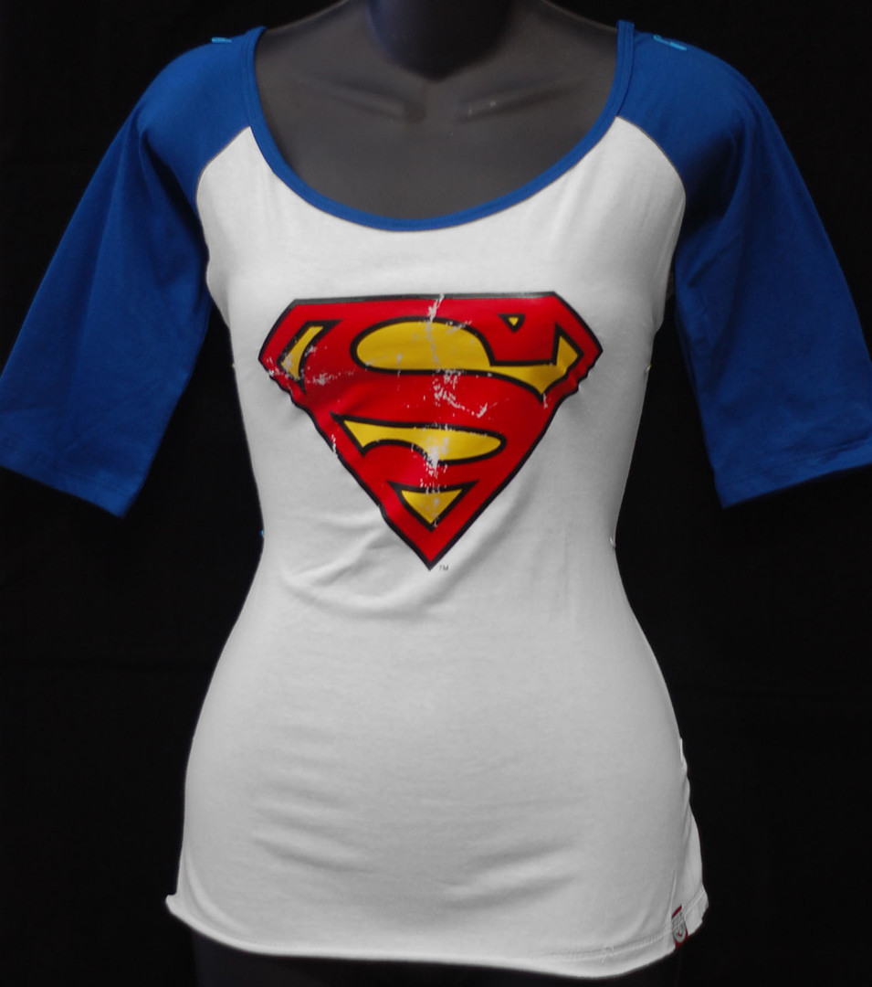 Superman Logo 3/4 Sleeve Girls T-Shirt