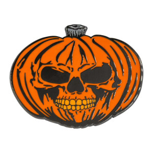 Pumpkin Skull Orange Enamel Pin