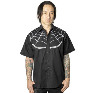 Embroidered Spiderweb White Western Shirt 
