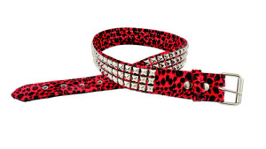 Red Leopard Studded Belt