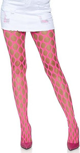 Ivy Neon Pink Pothole FishNet Tights