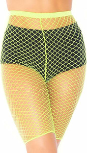 Troublemaker Neon Green Fishnet Biker Shorts