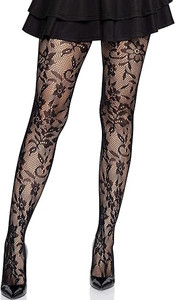 Chantilly Black Floral Lace Tights