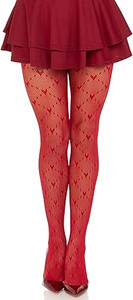 Valentina Red Heart Net Tights