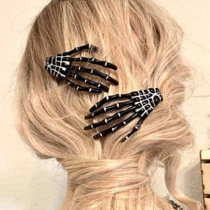 Black Skeleton Hands Hairslides