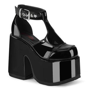 Black Patent Mary Jane 5"Chunky Heels - CAMEL-103