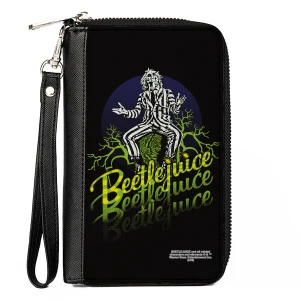 Beetlejuice Sitting On Tombstone Zip Around Wallet