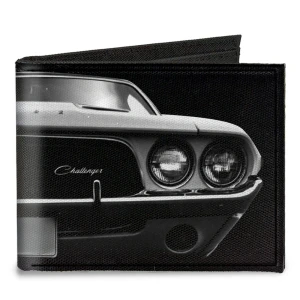 Dodge 1976 Challenger Black & White Canvas Bi-Fold Wallet