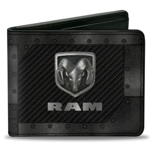 Dodge Ram Logo Armor Black/Grays/Silvers Bi-Fold Wallet