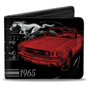Ford Mustang 1965 Control Red Bi-Fold Wallet