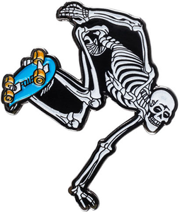 Powell Skateboard Skeleton Glow In The Dark Lapel Pin