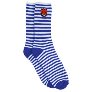 Spitfire Bighead Embroidered Striped White & Blue Socks