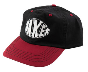Baker spayed Oval Black & Red Snapback Hat