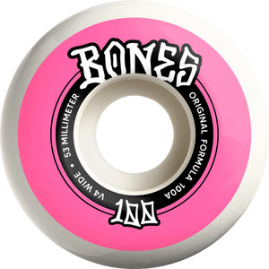 Bones 100s OG Original Pink Widecuts V4 53MM 100ASet Of 4 Wheels