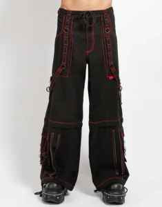 Super Stud Wide Leg Convertible Black & Red Unisex's Pants