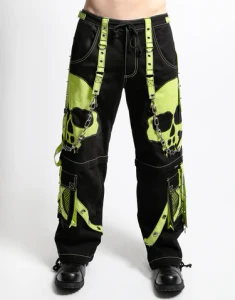Unisex Scare Dark Street Cyber Convertible Lime Pants