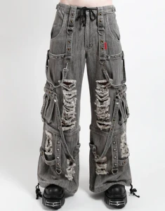 Shredder Denim Strap Wide Leg Convertible Pants - Unisex