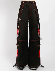 Super Skull Red Skull Wide Leg Convertible Pants - Unisex