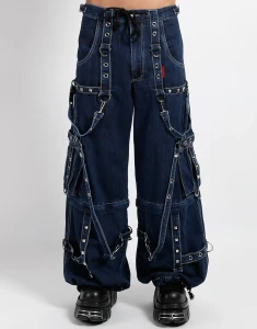 Unisex Denim Strap Black Convertible Pants