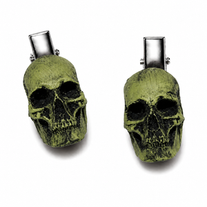 Pair Green Skull Hair clips