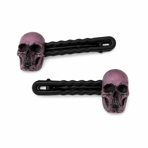 Pair Purple 3D Skull Wavy Hair clips