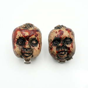 Pair Bloody Doll head Hair Clip