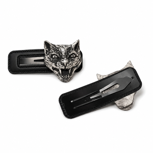 Pair Cat Gargoyle Vynil Snap Hair Clips