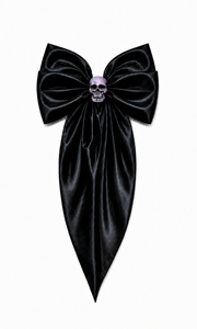 Black Satin Maxi Bow w/ Purple Skull Hair Clip