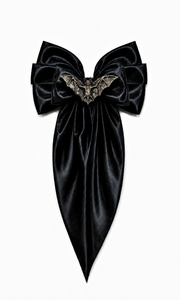 Black Satin Maxi Bow w/ Bat Hair Clip