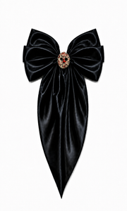 Black Satin Maxi Bow w/ Jason Voorhees Mask  Hair Clip