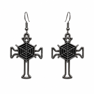 Spiderweb & Cross Earrings