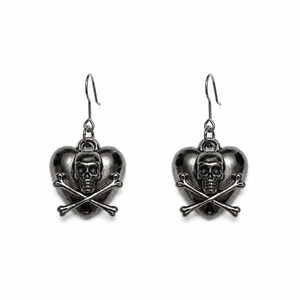 Hearted Skull & Bones Earrings 