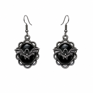Flying Bat Cameo Earrings 