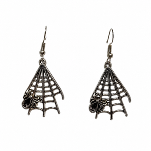 Hanging Spiderweb & spider Earrings