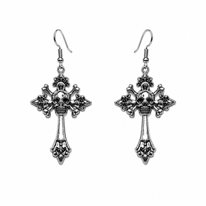 Gothic Cross & Skull Earrings