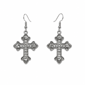 Gothic Crystal Cross Earrings