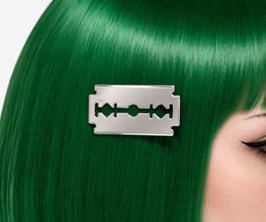 Silver Acrylic Razor Blade Hair Clips 