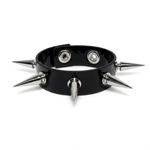 Black Patent Wrist Band w/ Medium Spikes