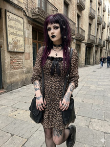 Brown Leopard Amorette Mesh Animal Print Dress * One Size *