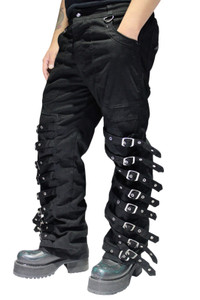 Black Mens Strapped "Patrick Hebillas" Cargo Pants