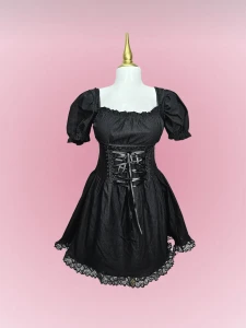 Black Corseted Skater Dress "Loli"