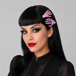 Pink Skeleton Hands Hairslides