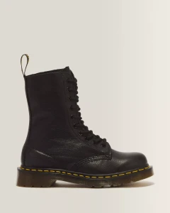 Dr Martens 1490 Black Virginia Leather Lace Up Boots