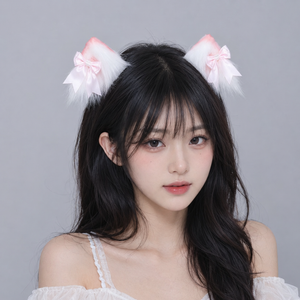 Pair of White Kitten Ears Hair Clips 