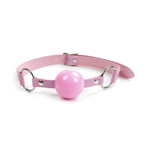 Pink Ball Gag w/ Adjustable Buckle & Metal O-Rings