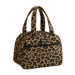 Leopard Quilted Lunch Bag w/ Heart Stitching
