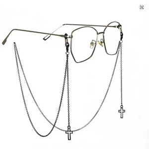 Gothic Cross Eyeglass Chain w/ Double Hanging Chains