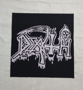 Death White Logo 14.5x11.5" Printed Backpatch